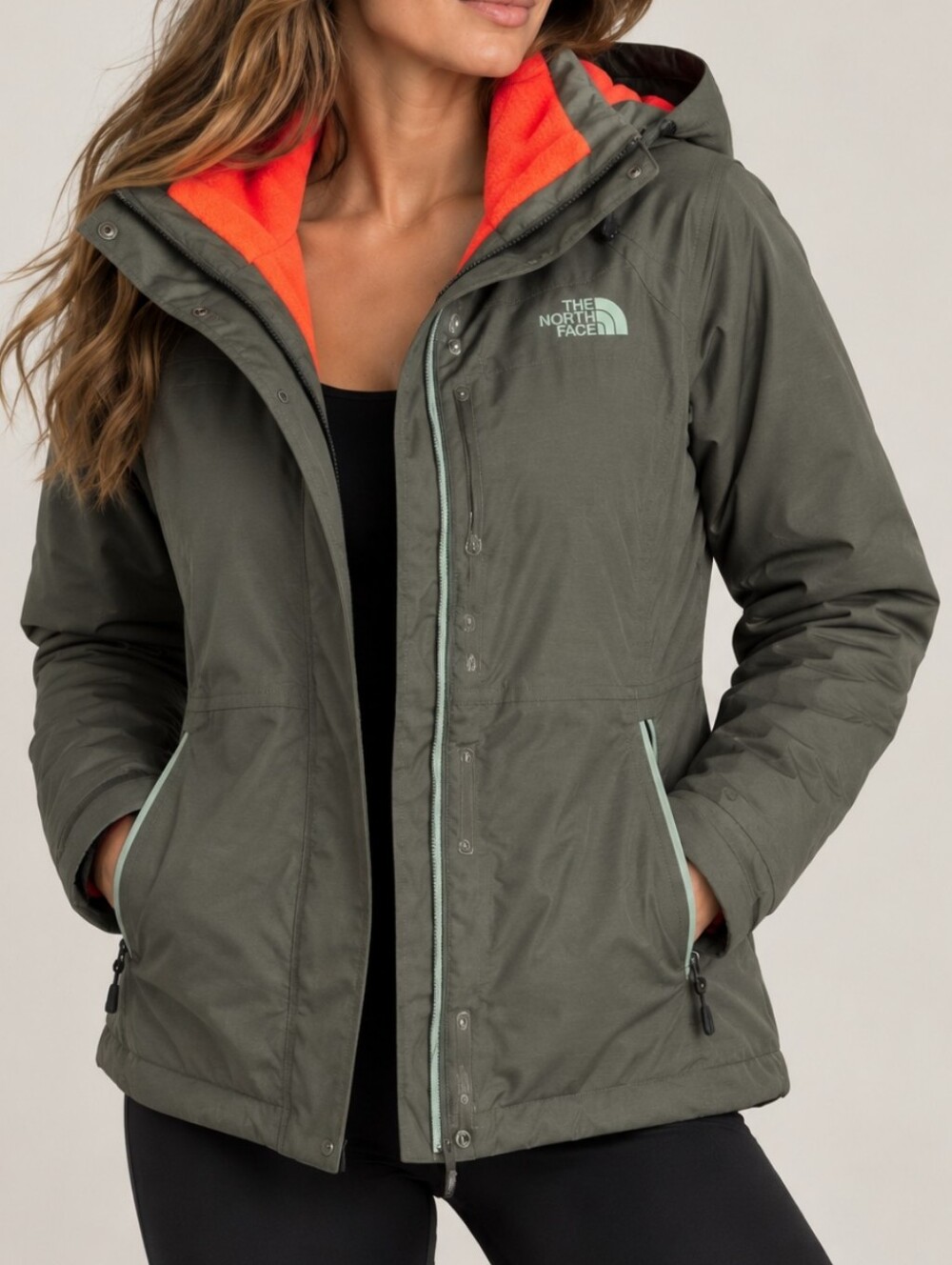 The North Face Women's Olive Green Hooded Shell Jacket